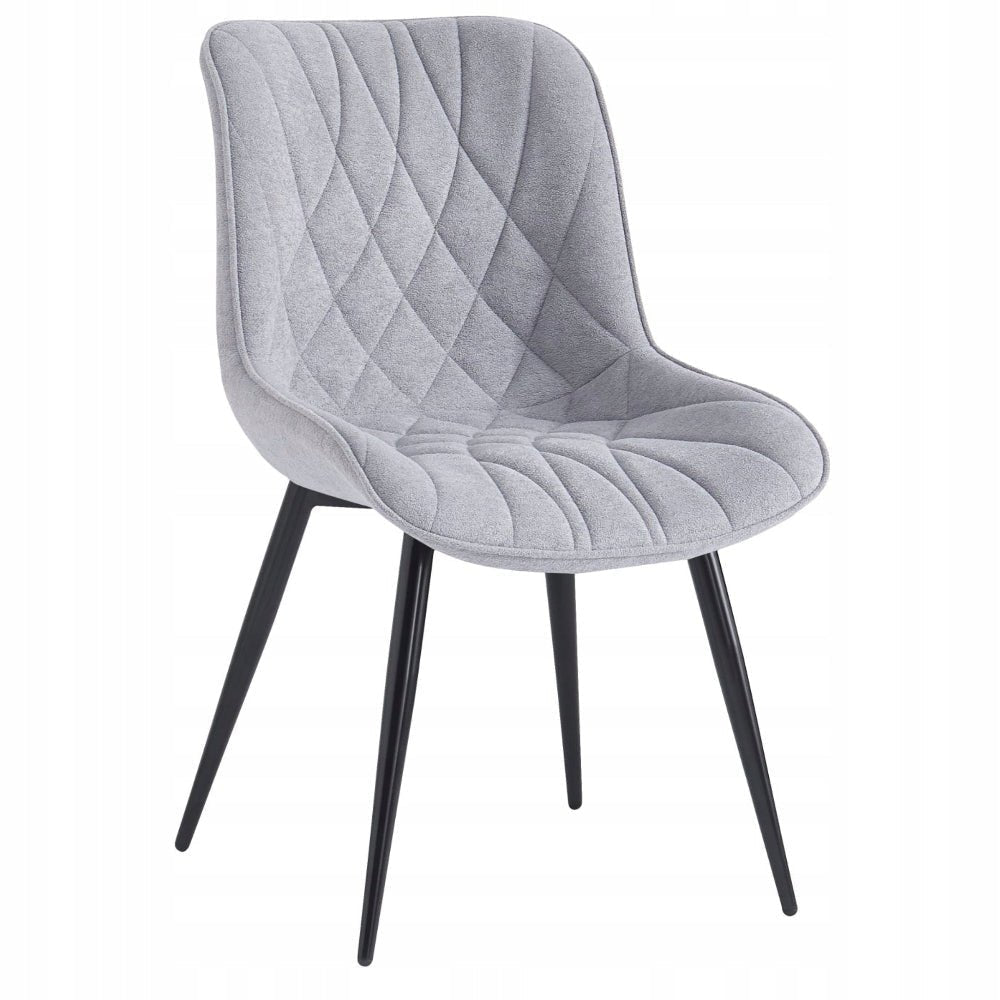 Scaun tapitat tip fotoliu, catifea gri, picioare metalice negre, confortabil pentru living si dining, 83 cm - Reelken Polska