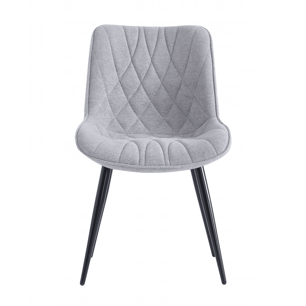 Scaun tapitat tip fotoliu, catifea gri, picioare metalice negre, confortabil pentru living si dining, 83 cm - Reelken Polska