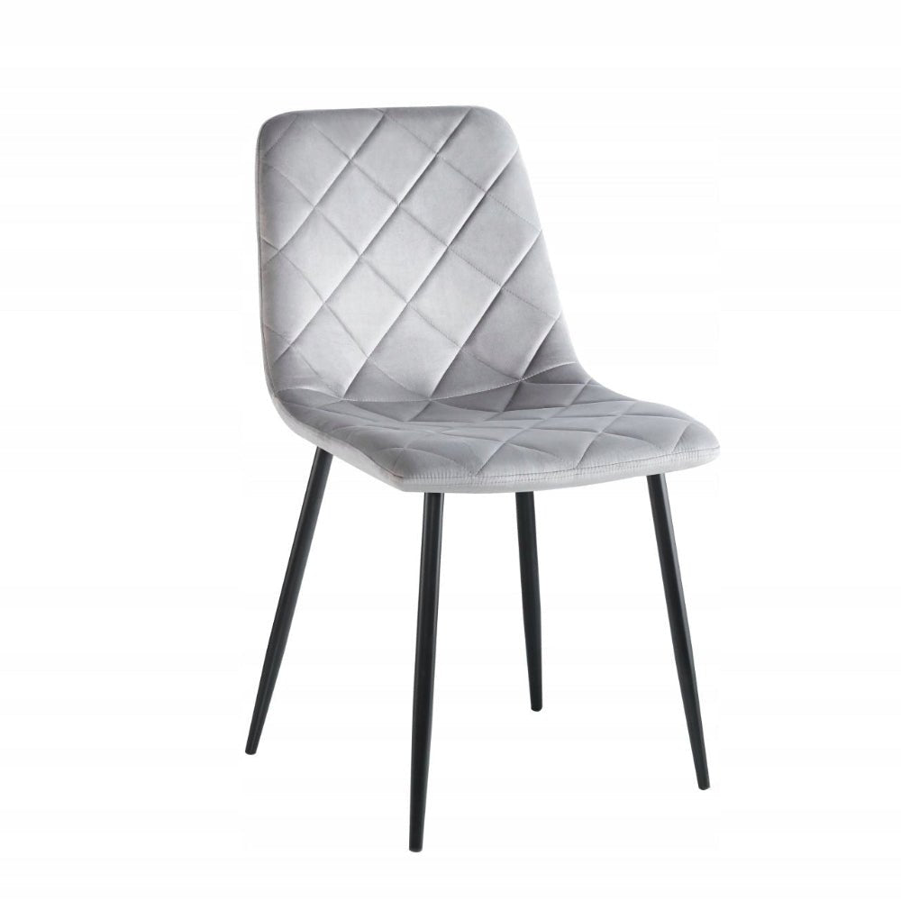 Scaun tapitat, velvet gri, picioare metalice negre, stil loft, pentru dining/sufragerie, 87 cm - Reelken