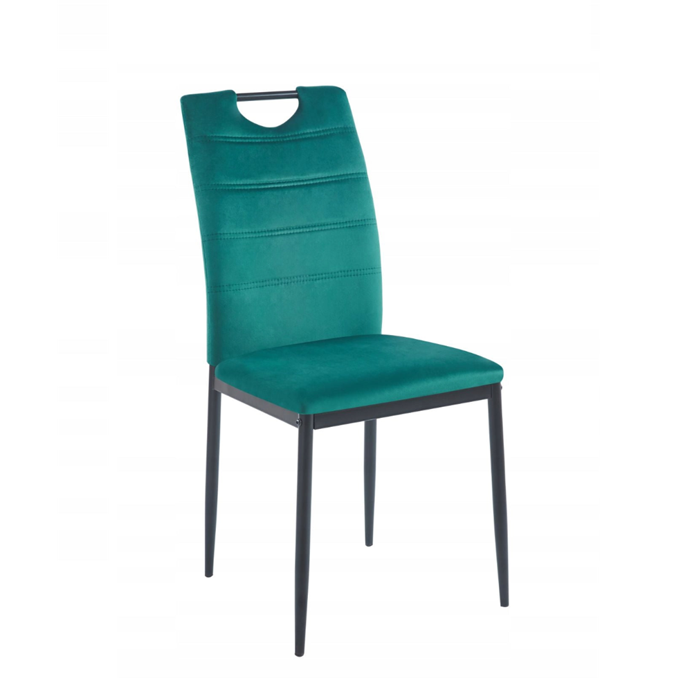 Krzesło z uchwytem Catania 92 cm – Zielony welur, czarne nogi, loft