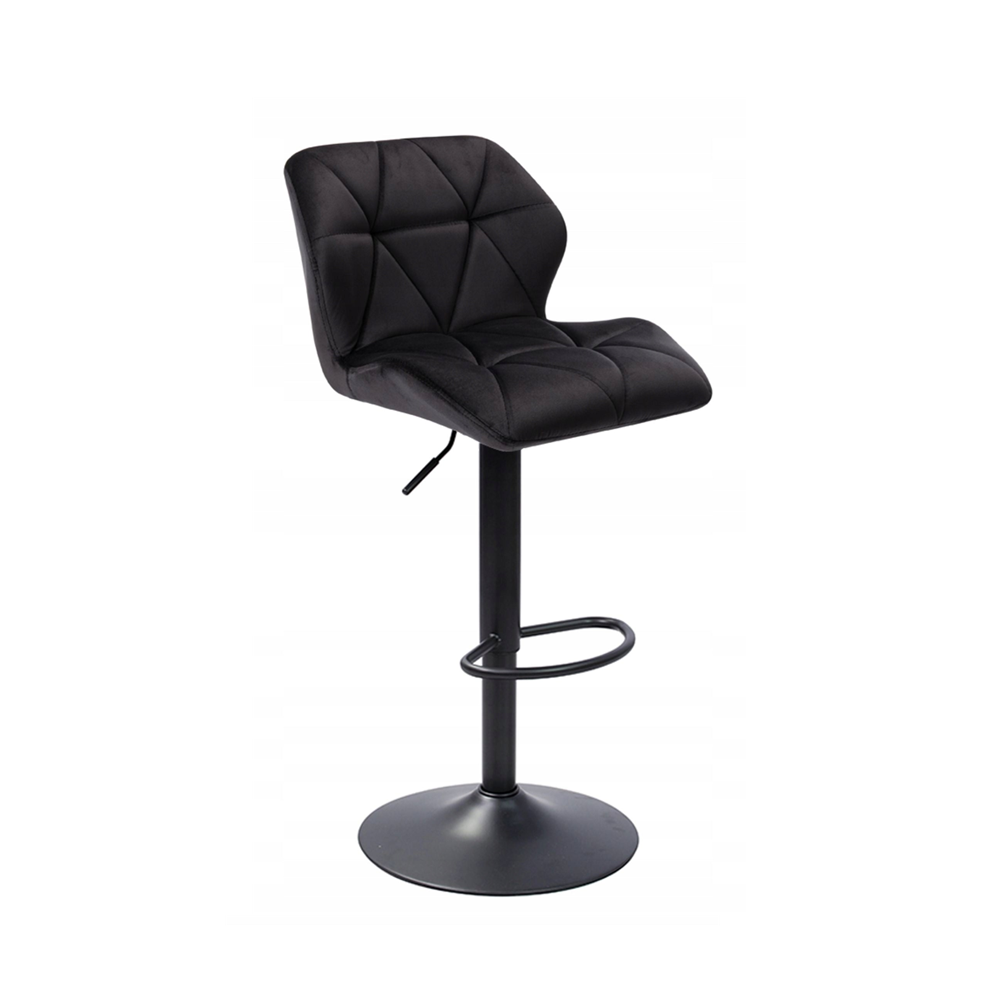 Hoker welurowy regulowany Bari 60–82 cm – Czarny, czarny metalowy stelaż