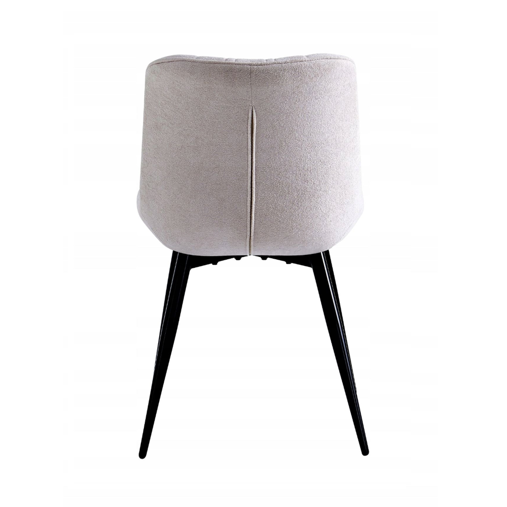 Krzesło kubełkowe Rimini 83 cm – Beżowa tkanina, czarne nogi, loft