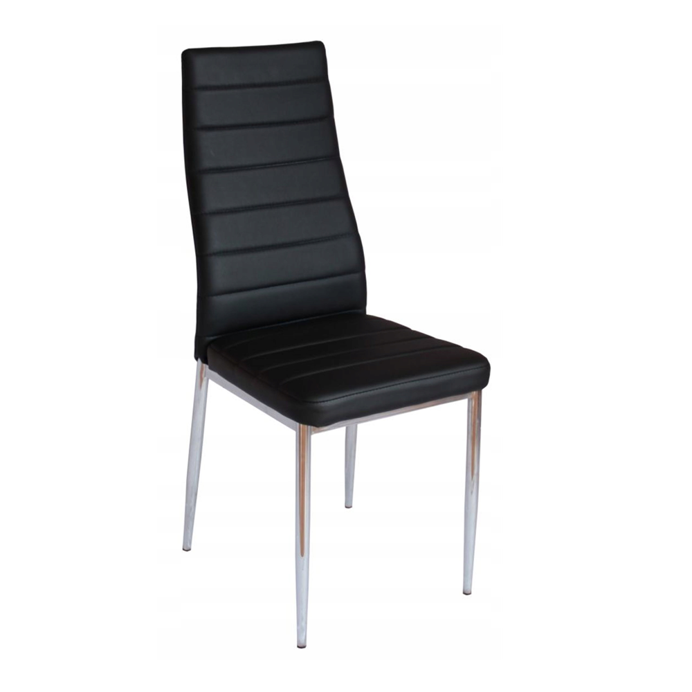 Krzesło z ekoskóry Siena 97 cm – Czarny, chromowane nogi
