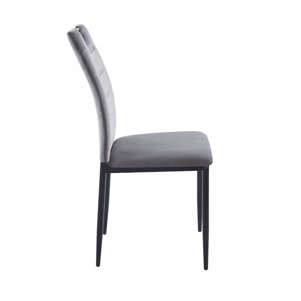 Krzesło tapicerowane z uchwytem Modena 92 cm – Szary welur, czarne nogi, loft