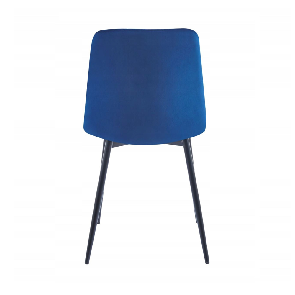 Krzesło pikowane Palermo 87 cm – Niebieski welur, czarne nogi, loft