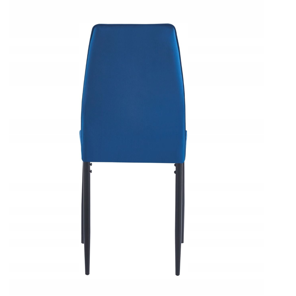 Krzesło tapicerowane Catania 92 cm – Niebieski welur, czarne nogi, glamour