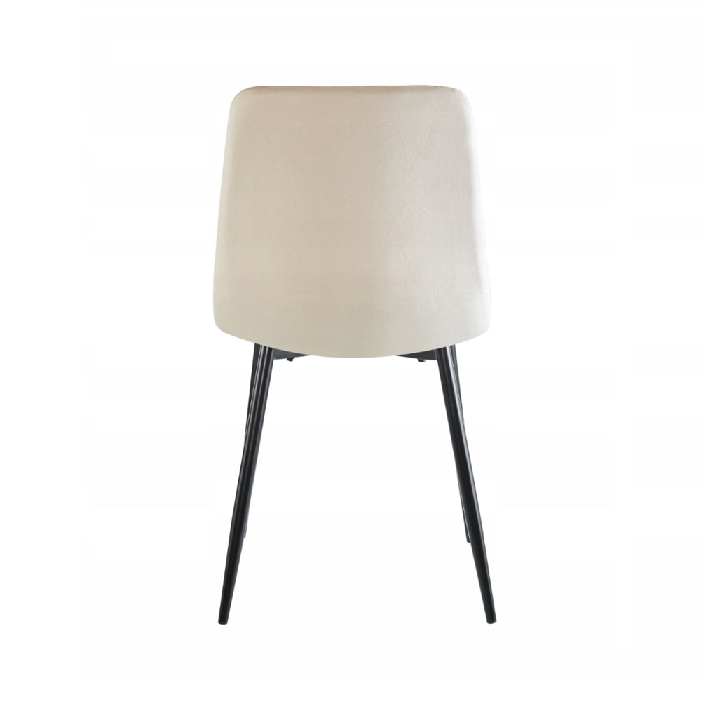 Krzesło pikowane Palermo 87 cm – Jasnobeżowy welur, czarne nogi, loft