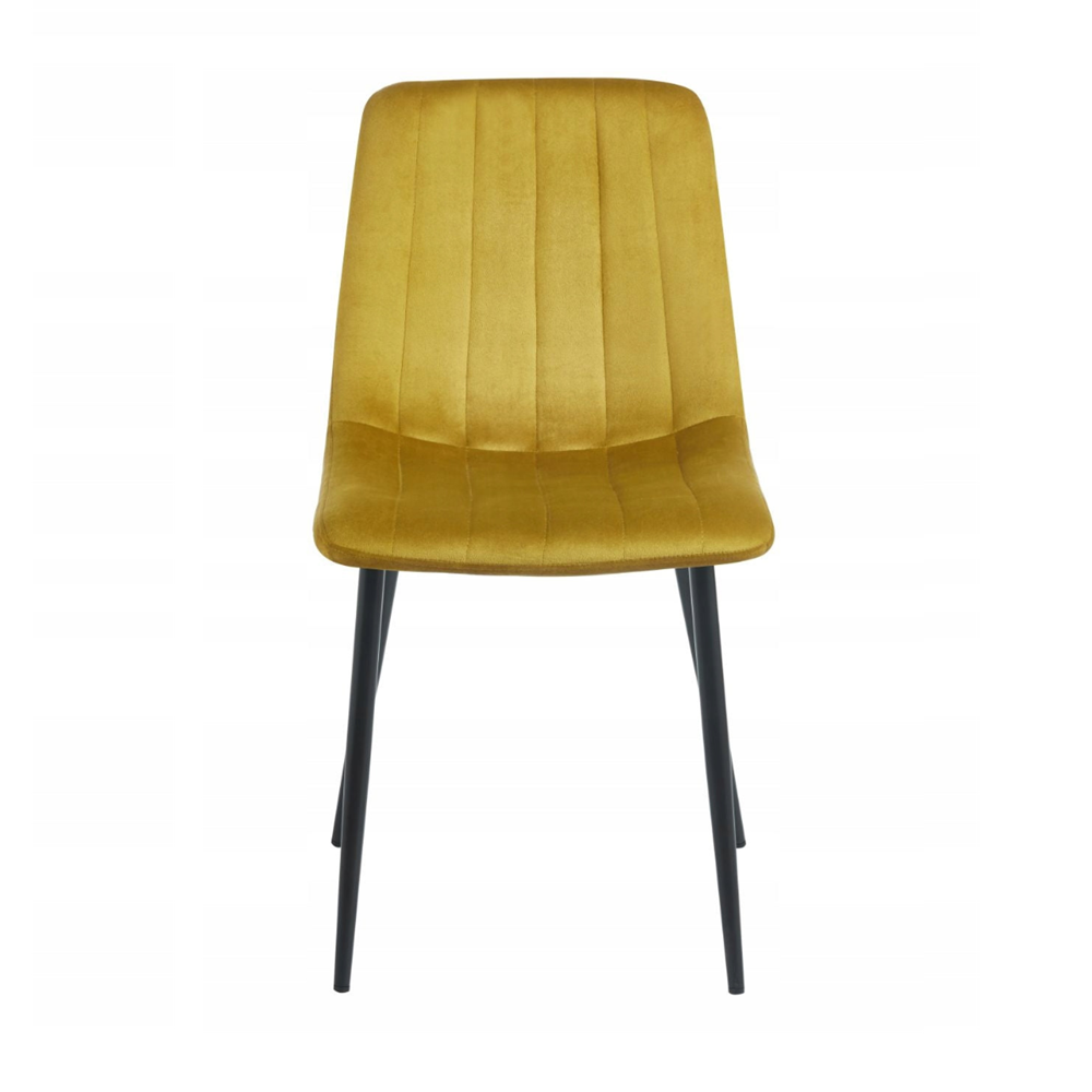 Krzesło pikowane Palermo 87 cm – Welur curry, czarne nogi, glamour