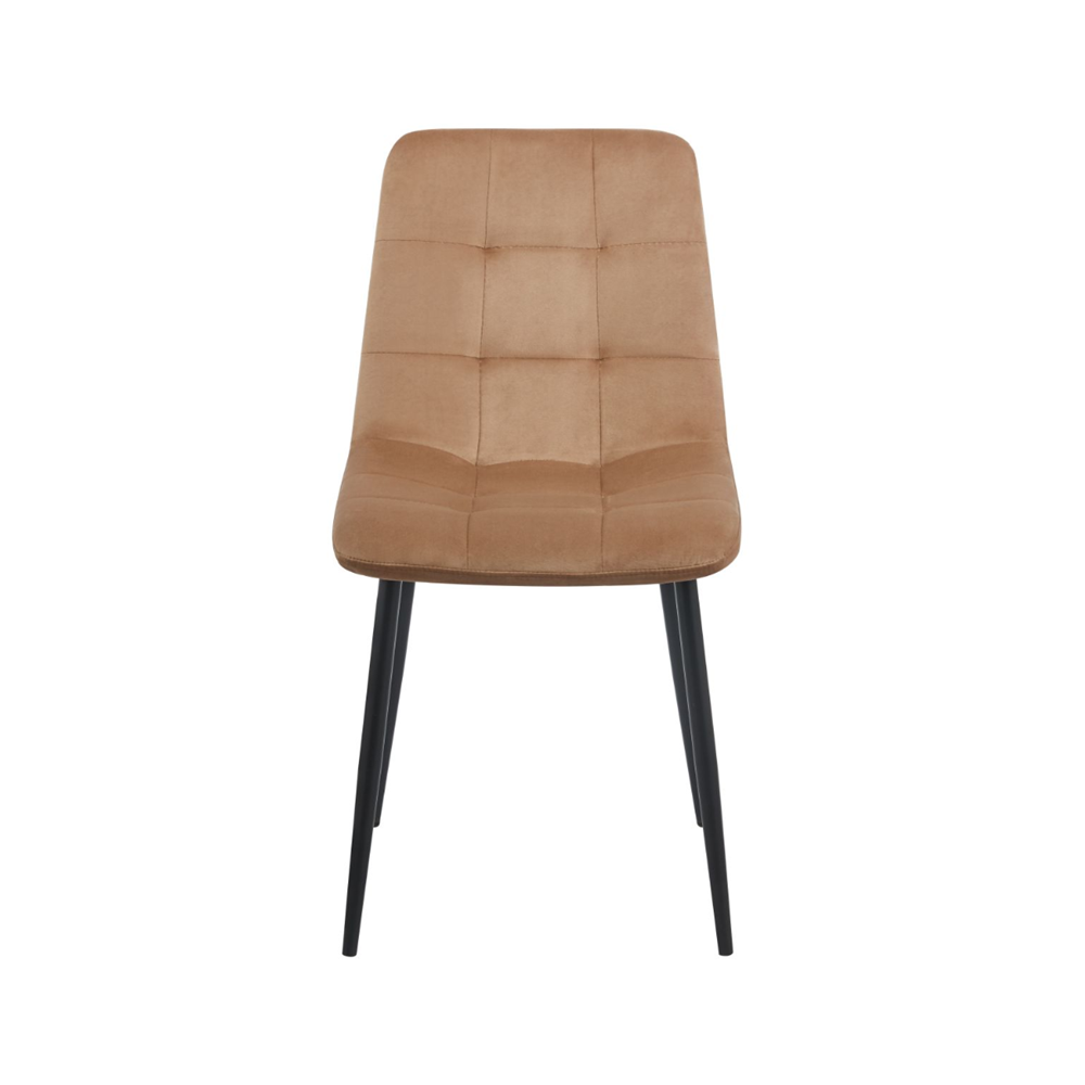 Krzesło pikowane Palermo 87 cm – Welur cappuccino, czarne nogi, loft