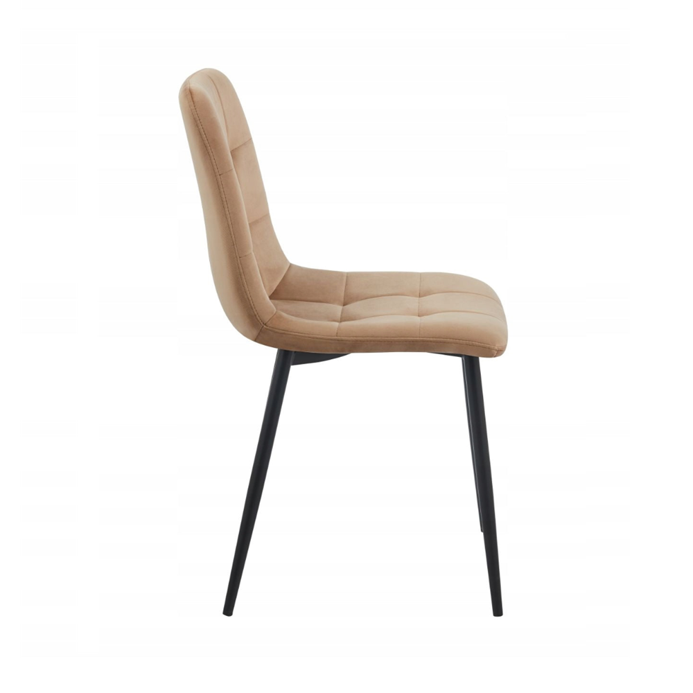 Krzesło pikowane Palermo 87 cm – Welur cappuccino, czarne nogi, loft