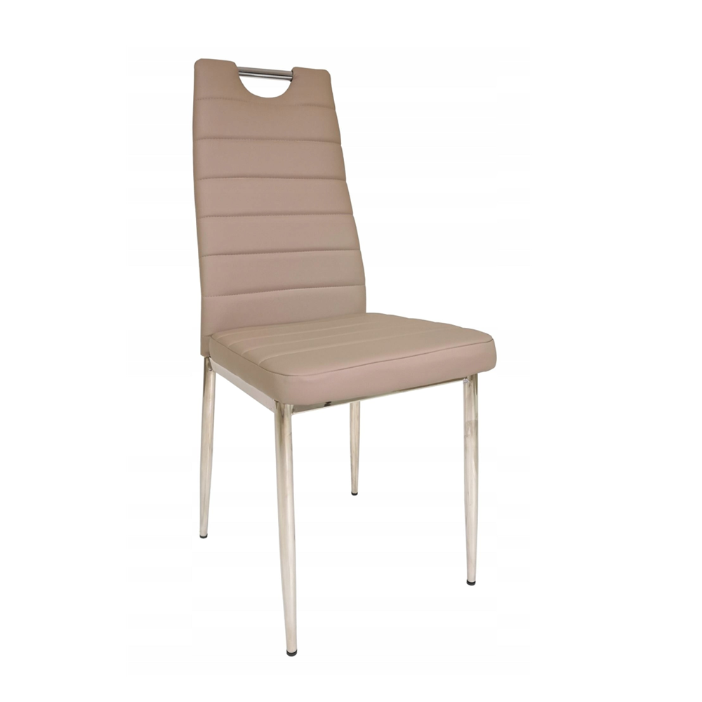 Krzesło z ekoskóry Siena 97 cm – Cappuccino, chromowane nogi, uchwyt