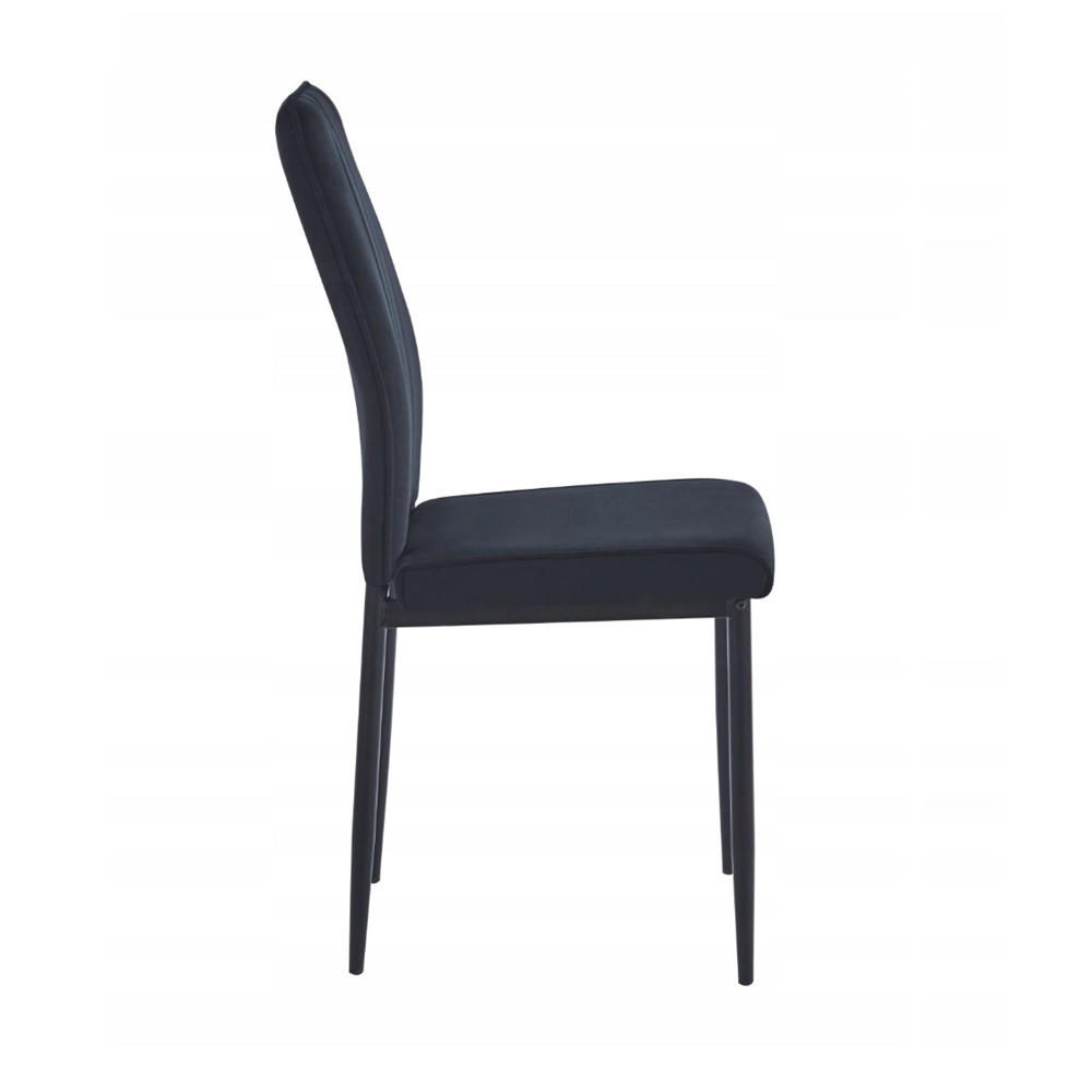 Krzesło tapicerowane Catania 92 cm – Czarny welur, czarne nogi, glamour
