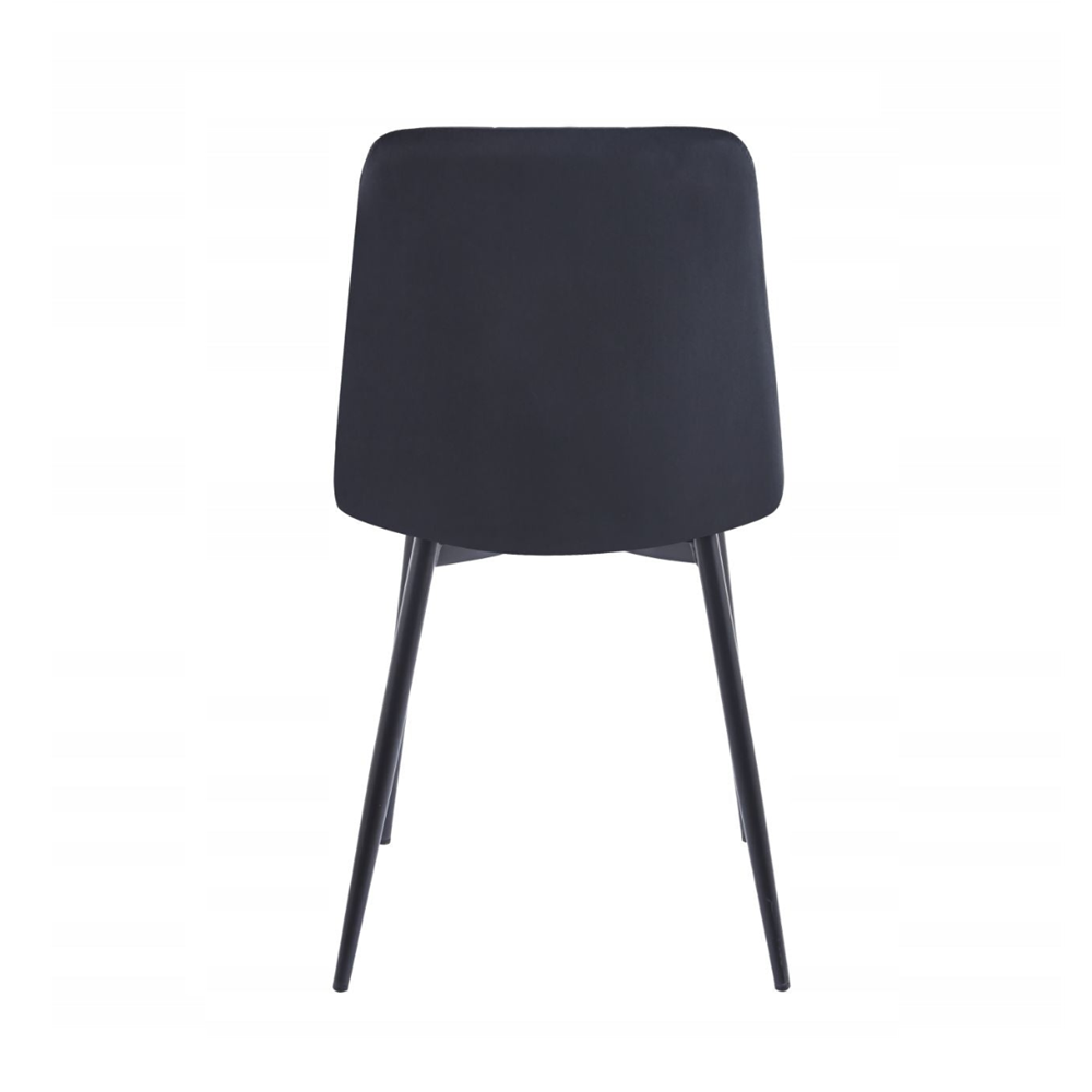 Krzesło pikowane Palermo 87 cm – Czarny welur, czarne nogi, loft