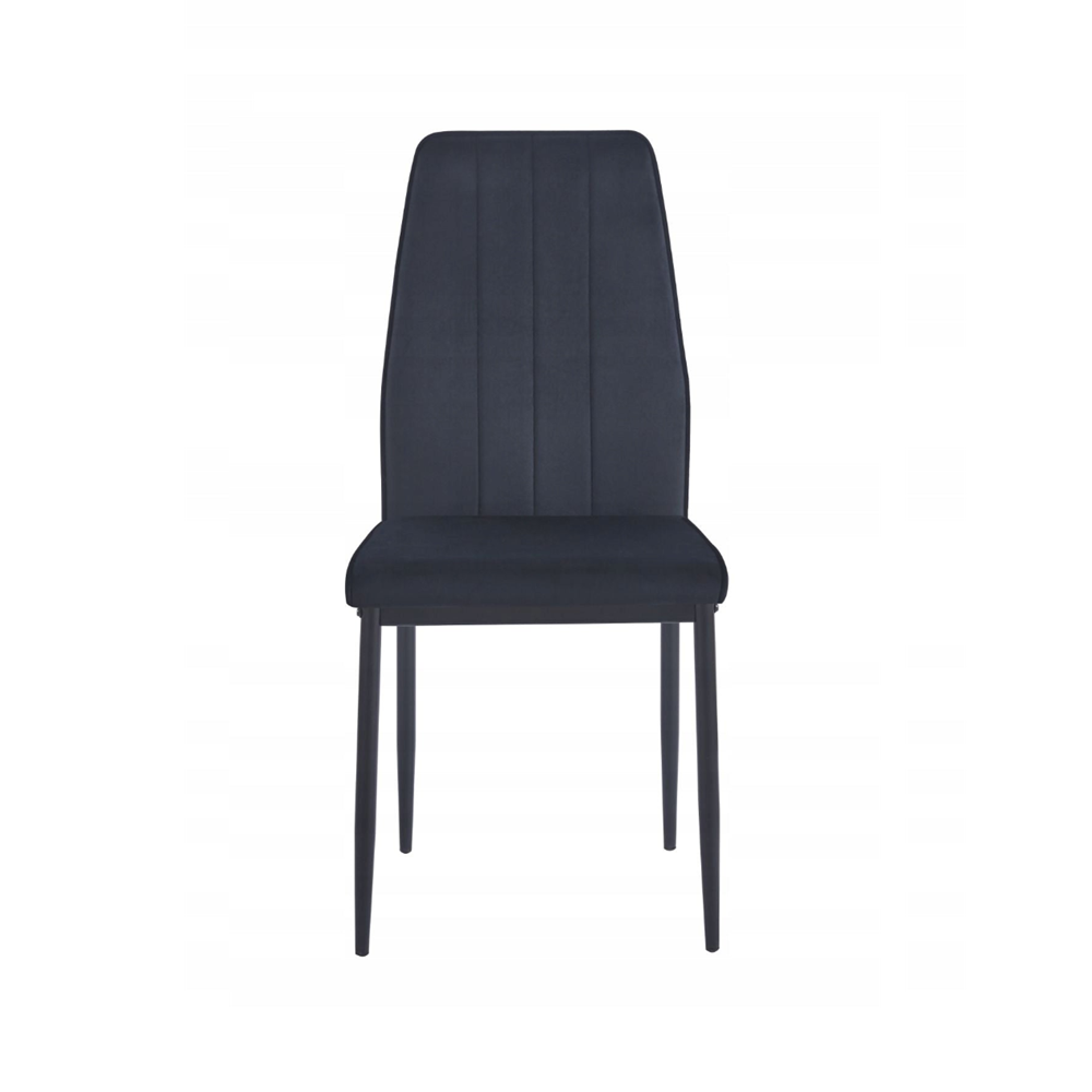Krzesło tapicerowane Catania 92 cm – Czarny welur, czarne nogi, glamour