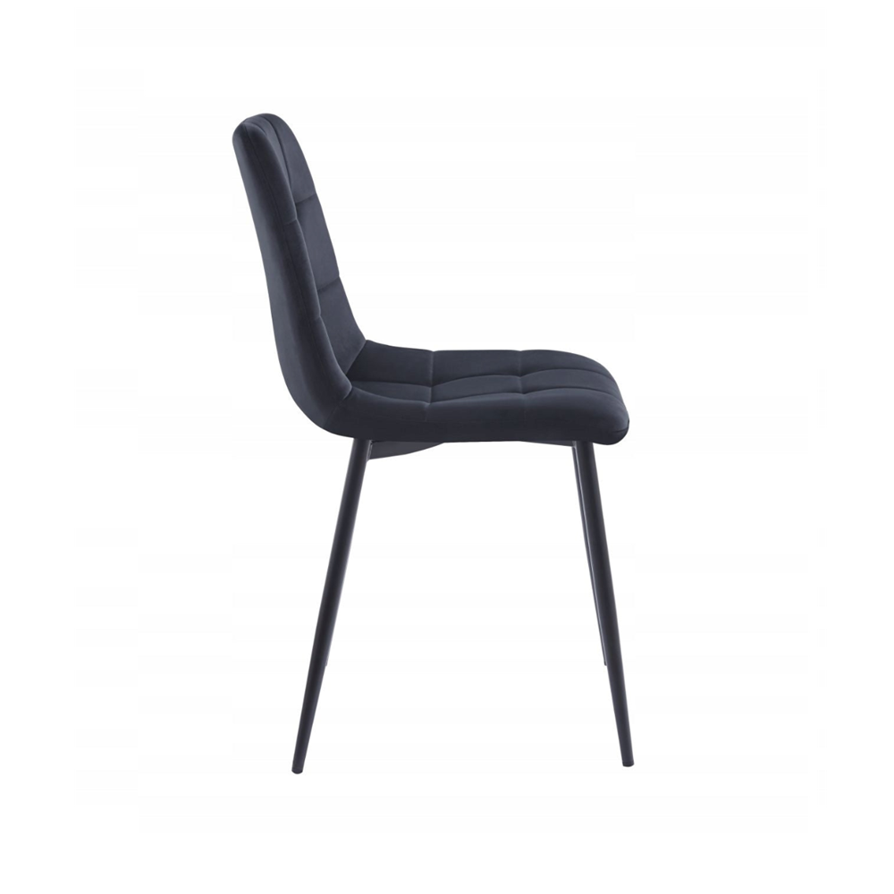Krzesło pikowane Palermo 87 cm – Czarny welur, czarne nogi, loft