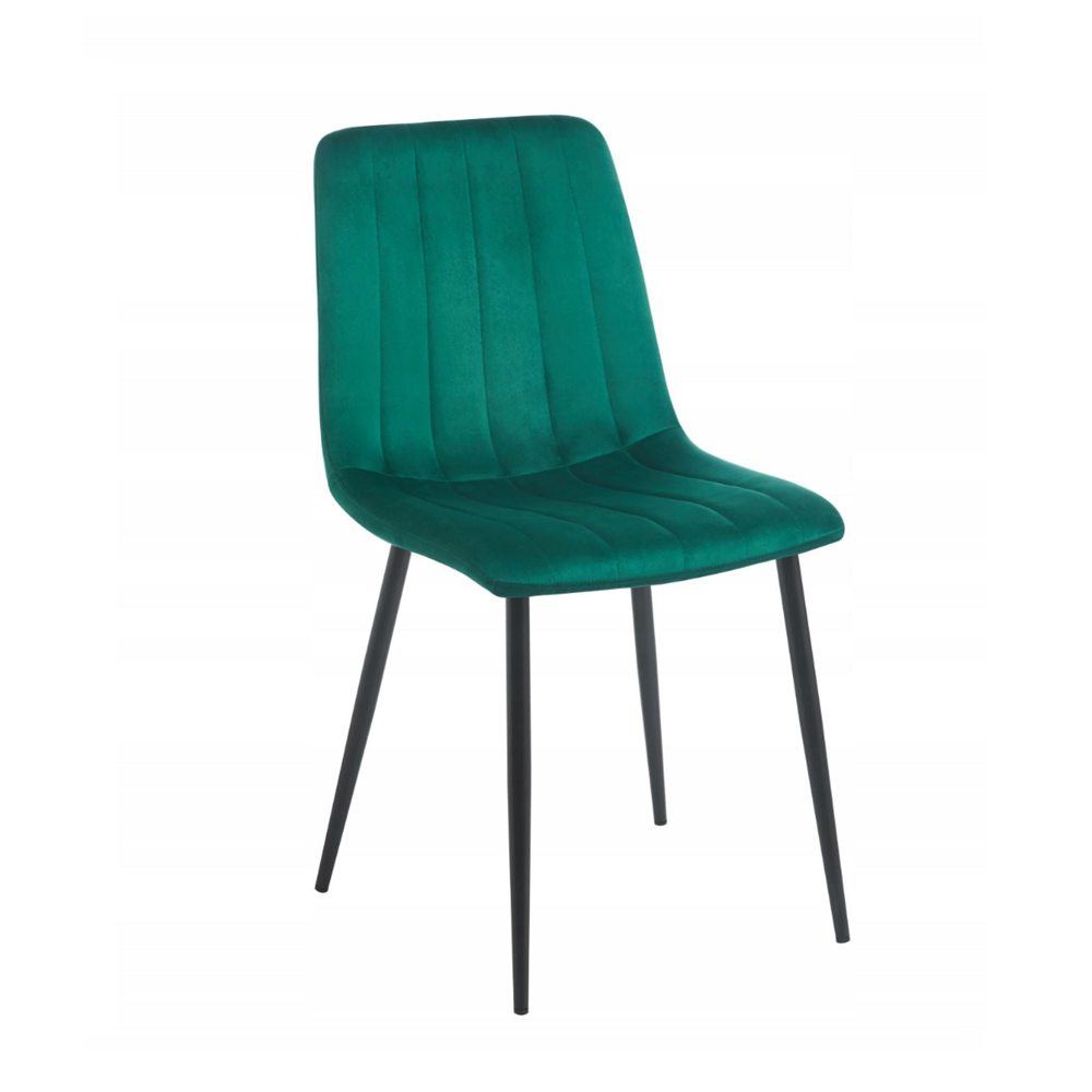Krzesło pikowane Palermo 87 cm – Zielony welur, czarne nogi, glamour