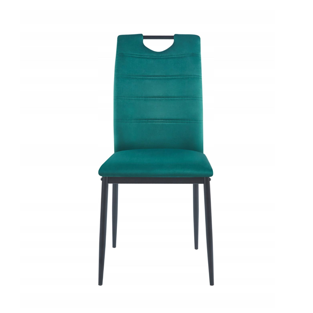 Krzesło z uchwytem Catania 92 cm – Zielony welur, czarne nogi, loft