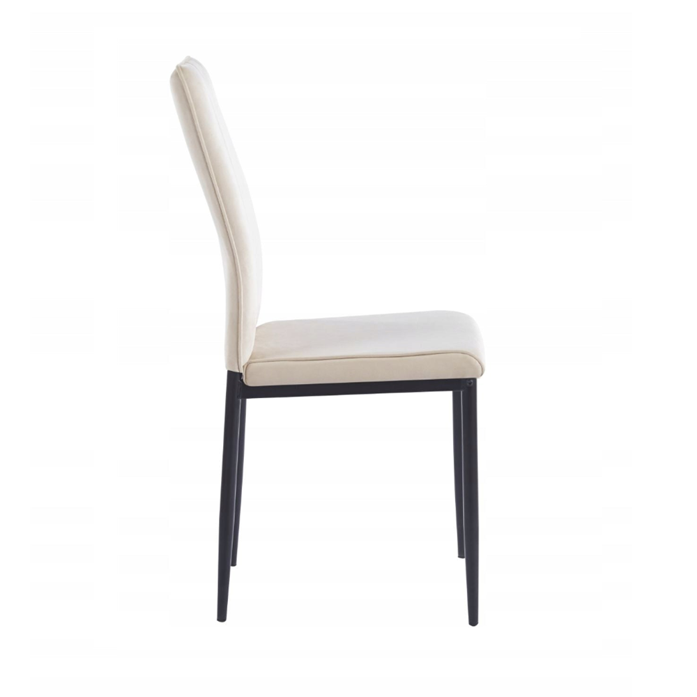 Krzesło tapicerowane Catania 92 cm – Beżowy welur, czarne nogi, glamour