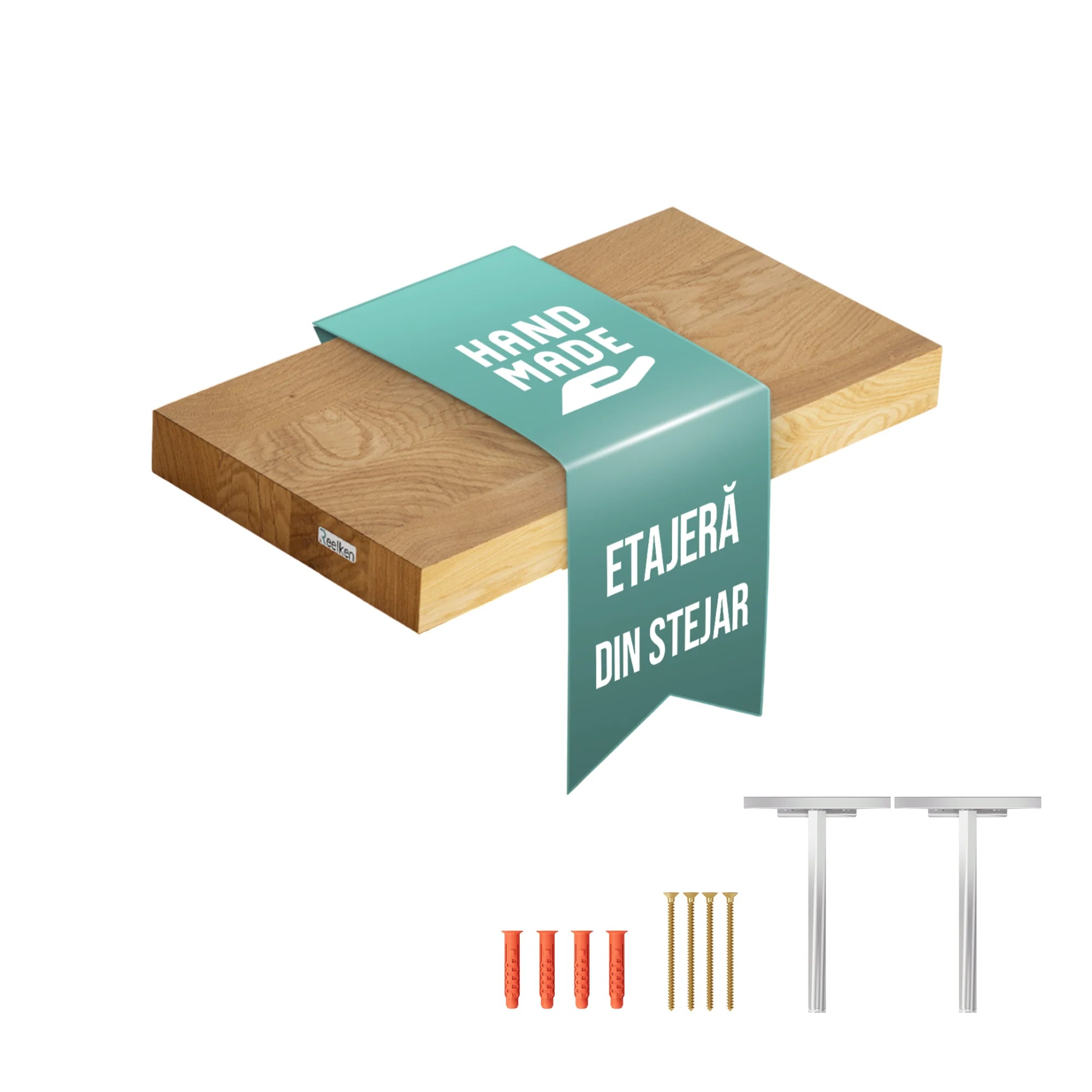 Półka ścienna z litego drewna dębowego – krawędzie proste 40×22×4 cm