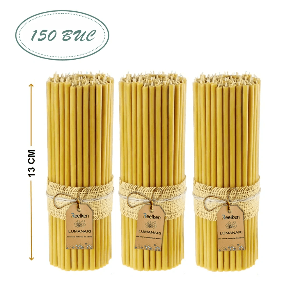 Świece sakralne z naturalnego wosku pszczelego 130×5 mm – zestaw - Reelken Polska