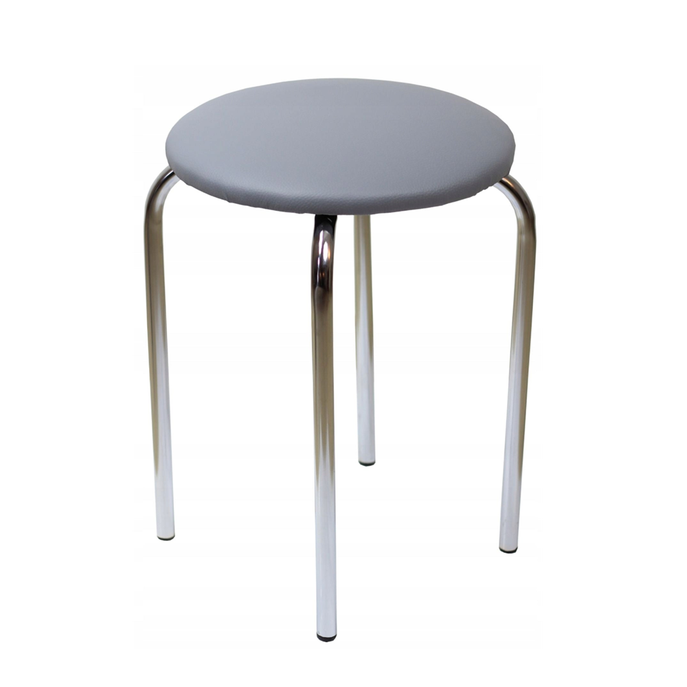 Taboret z ekoskóry Bari 49 cm – Szary, srebrny chrom