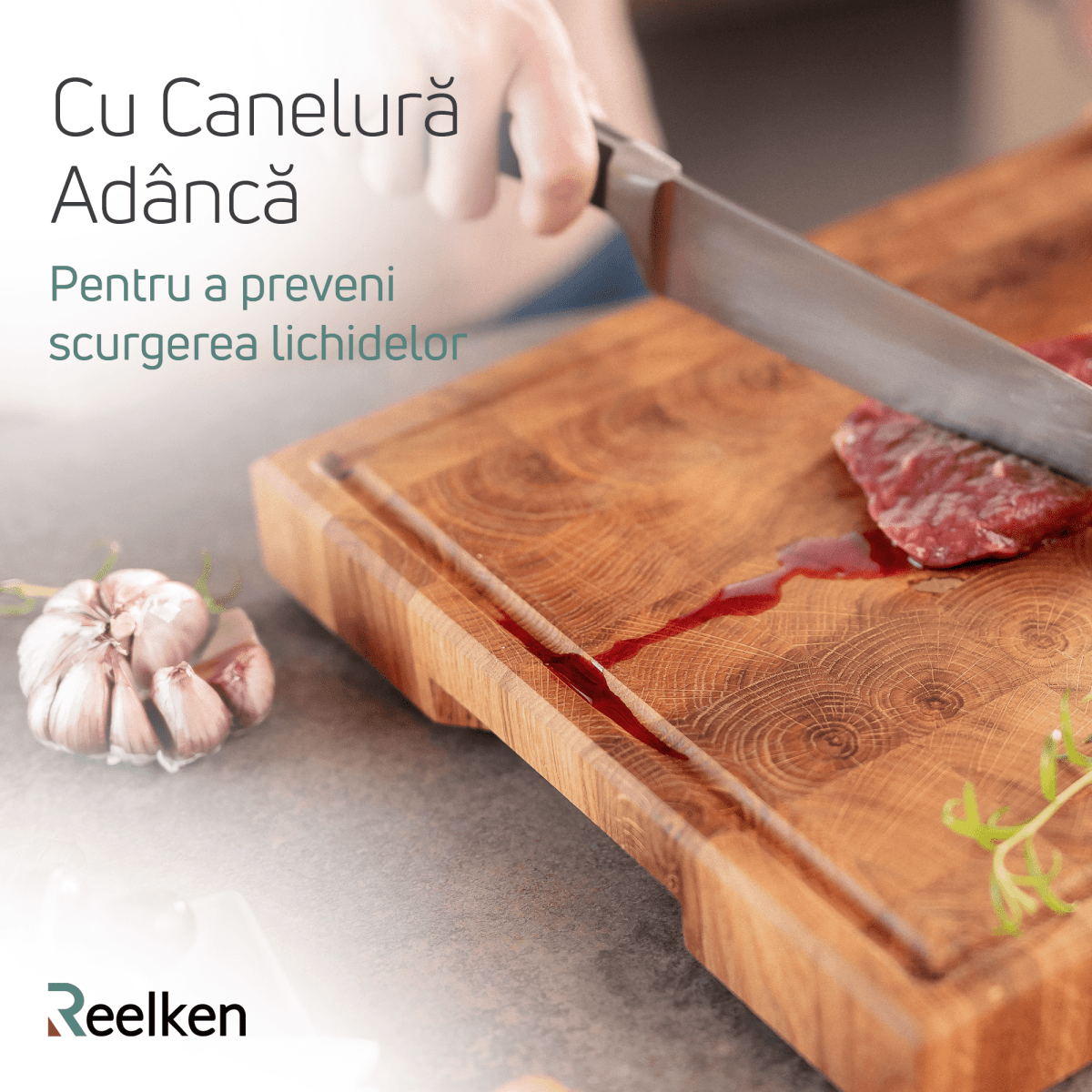 Tocator din lemn de stejar 30x20x2.5 cm - Reelken