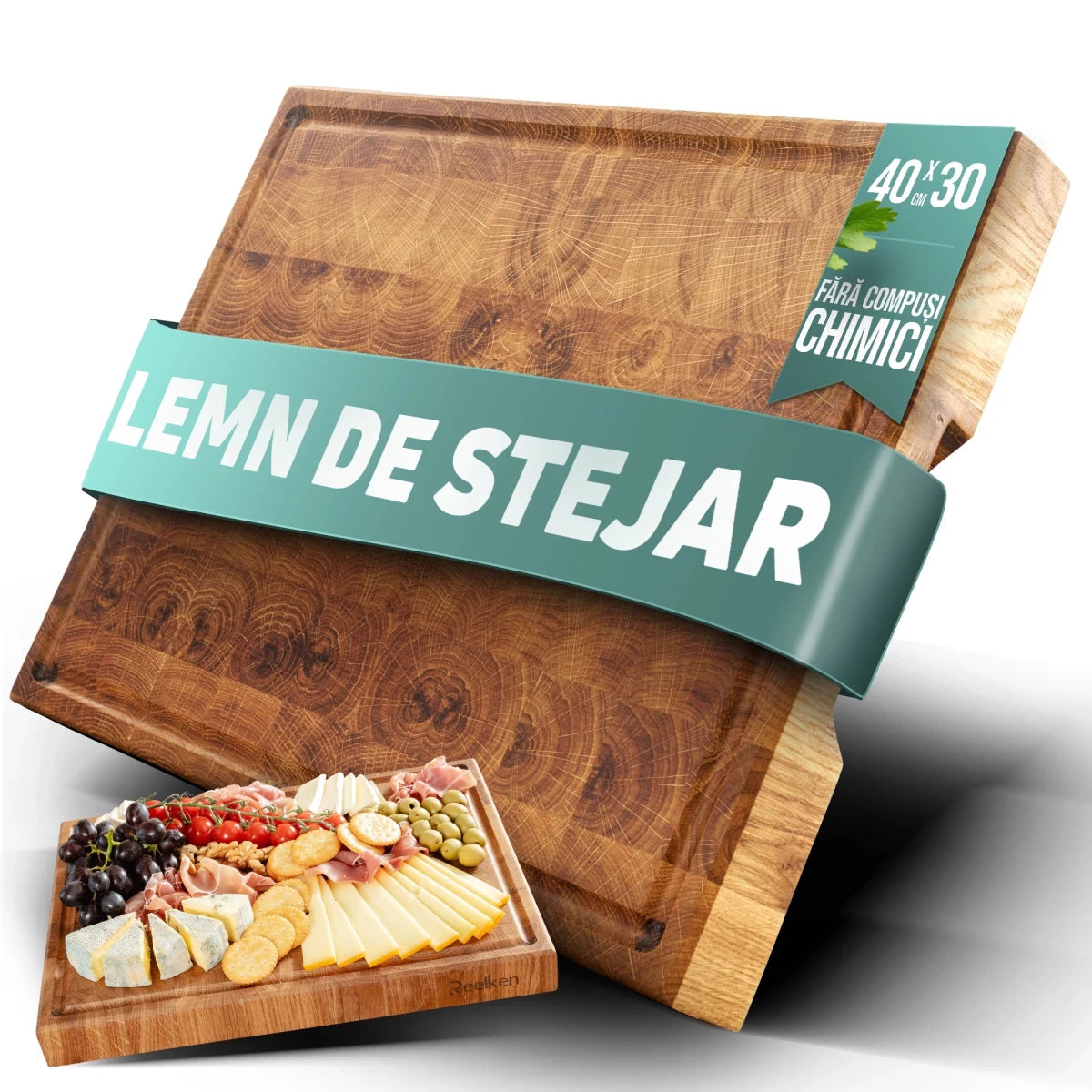 Tocator din lemn de stejar 30x40x2.5 cm - Reelken