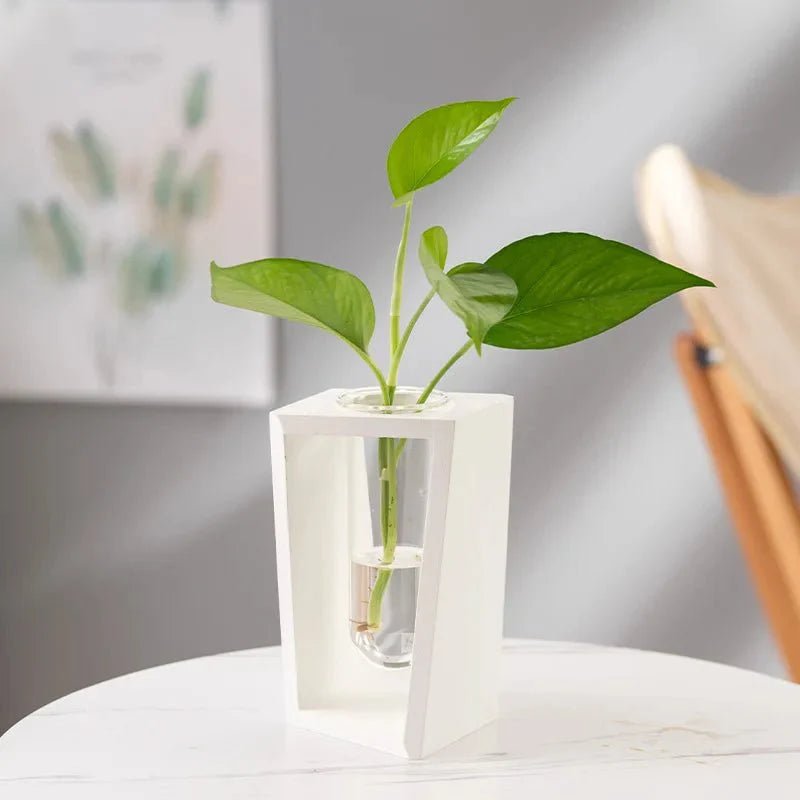 Vaza din sticla si lemn model nordic – design simplu si elegant pentru flori - Reelken Polska