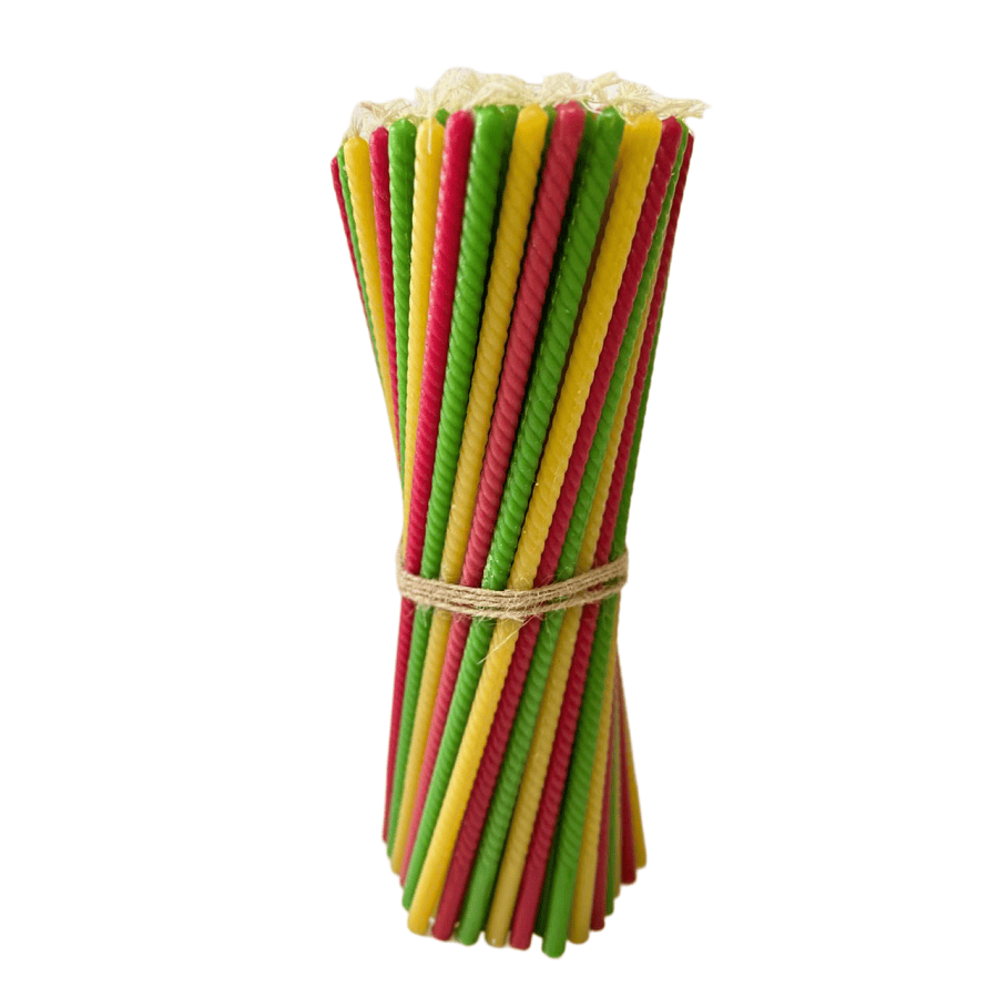 Zestaw 102 świec z naturalnego wosku pszczelego. Wysokość 30 cm, bawełniany knot, czyste spalanie do 140 min. - Reelken Polska